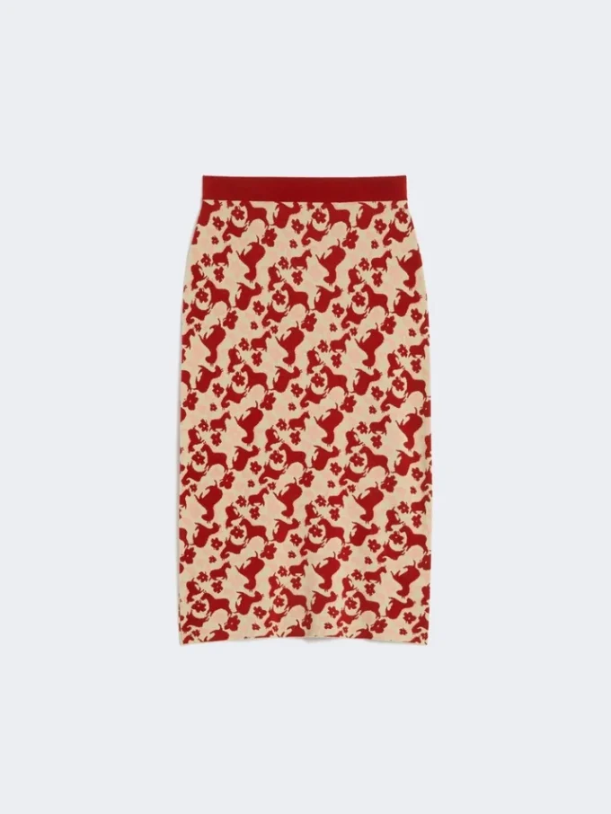 Gonna in filato jacquard, rossa Gonna in filato jacquard, rossa