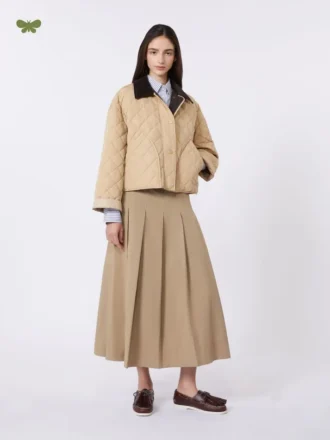 Gonna in gabardine lavata, color nocciola