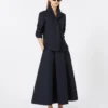 Gonna in jacquard plissettato, blu notte