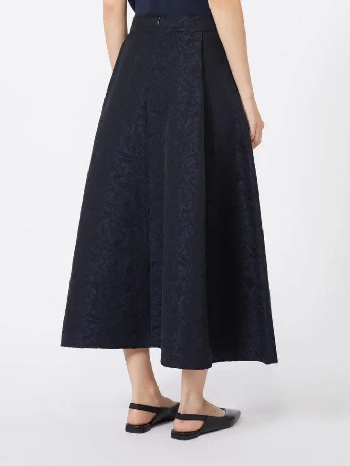 Gonna in jacquard plissettato, blu notte