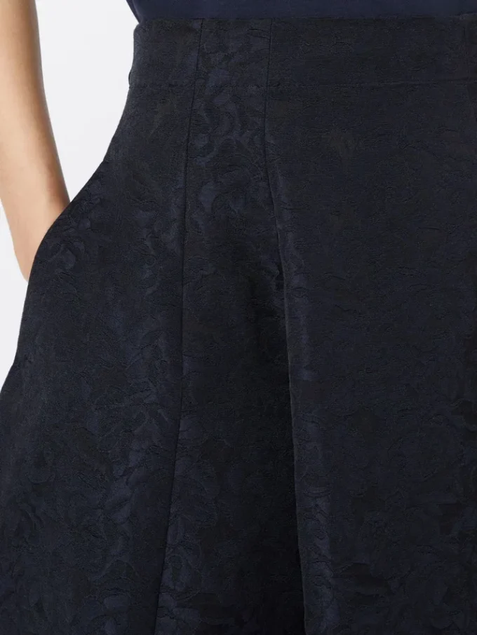 Gonna in jacquard plissettato, blu notte