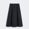Gonna in jacquard plissettato, blu notte