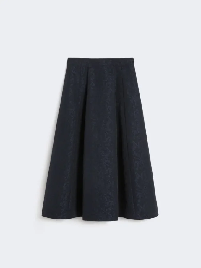 Gonna in jacquard plissettato, blu notte