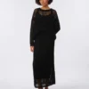 Gonna in maglia di cotone a rete, nera