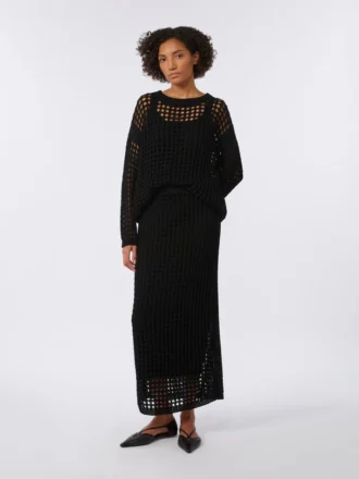 Gonna in maglia di cotone a rete, nera Gonna in maglia di cotone a rete, nera