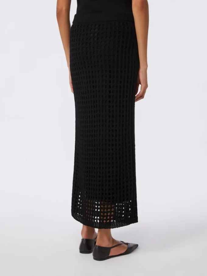 Gonna in maglia di cotone a rete, nera