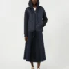 Gonna in tessuto tecnico e jersey, blu navy