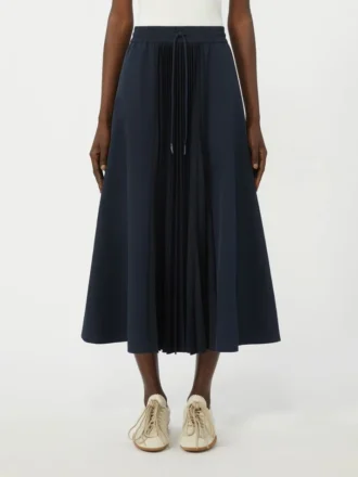 Gonna in tessuto tecnico e jersey, blu navy