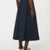 Gonna in tessuto tecnico e jersey, blu navy