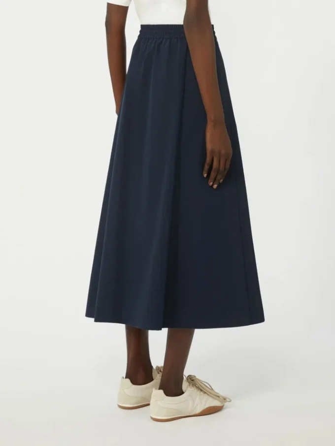 Gonna in tessuto tecnico e jersey, blu navy