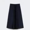 Gonna in tessuto tecnico e jersey, blu navy