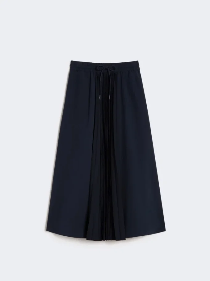 Gonna in tessuto tecnico e jersey, blu navy