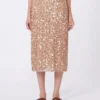Gonna in tulle e paillettes, color nude