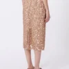 Gonna in tulle e paillettes, color nude