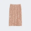 Gonna in tulle e paillettes, color nude