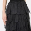 Gonna lunga con petali in organza di seta, nera Gonna lunga con petali in organza di seta, nera