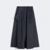 Gonna midi in cotone effetto denim, blu notte Gonna midi in cotone effetto denim, blu notte