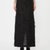 Gonna midi in jacquard di seta, nera