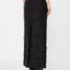 Gonna midi in jacquard di seta, nera