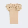 Gonna midi in jersey di viscosa con volant, color cammello Gonna midi in jersey di viscosa con volant, color cammello