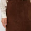 Gonna midi in pelle scamosciata, color cioccolato Gonna midi in pelle scamosciata, color cioccolato