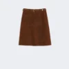 Gonna midi in pelle scamosciata, color cioccolato Gonna midi in pelle scamosciata, color cioccolato