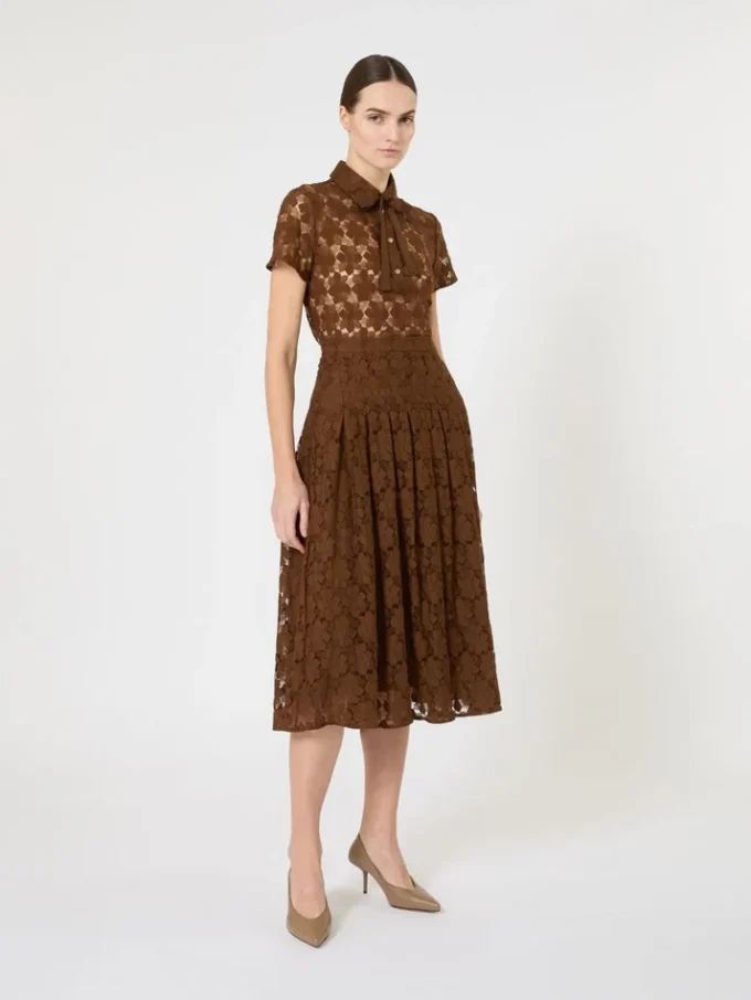 Gonna midi in pizzo, color cioccolato Gonna midi in pizzo, color cioccolato