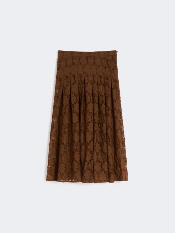 Gonna midi in pizzo, color cioccolato Gonna midi in pizzo, color cioccolato