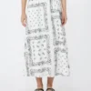 Gonna midi in popeline di cotone, bianca