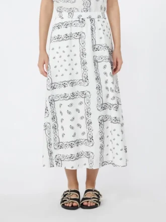 Gonna midi in popeline di cotone, bianca