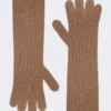 Guanti in cashmere, color cammello