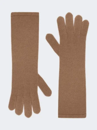 Guanti in cashmere, color cammello
