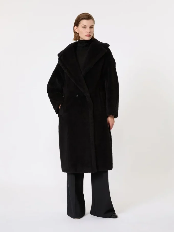 Iconico cappotto Teddy Bear in alpaca e lana, nero