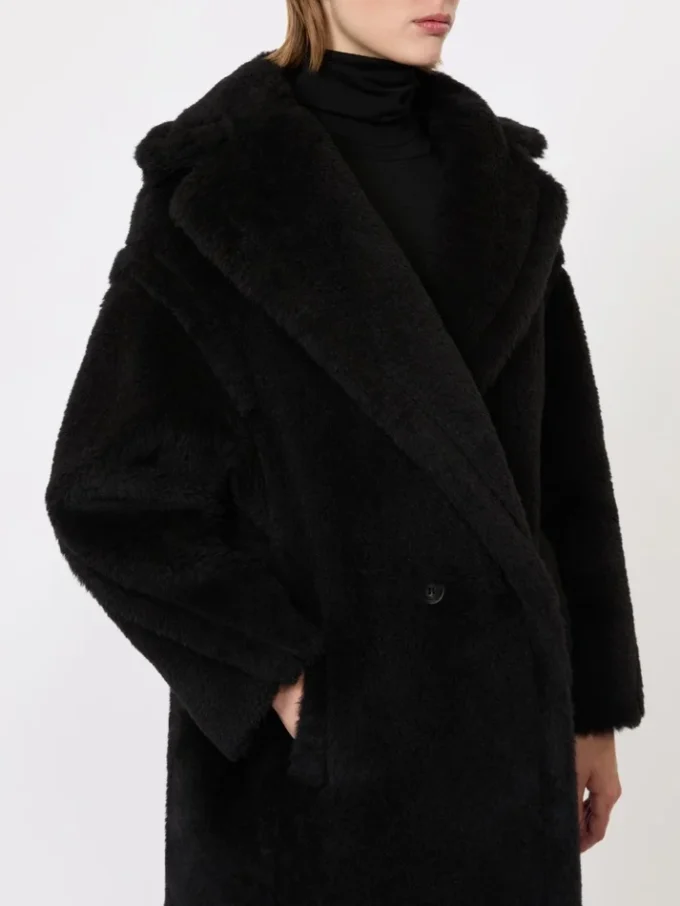 Iconico cappotto Teddy Bear in alpaca e lana, nero