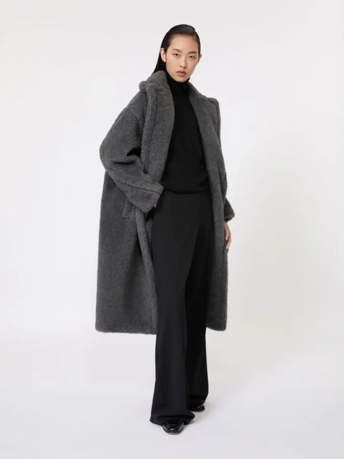 Iconico Teddy Bear Icon Coat in lana e alpaca, grigio medio