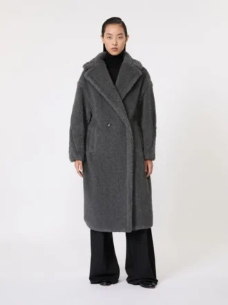 Iconico Teddy Bear Icon Coat in lana e alpaca, grigio medio