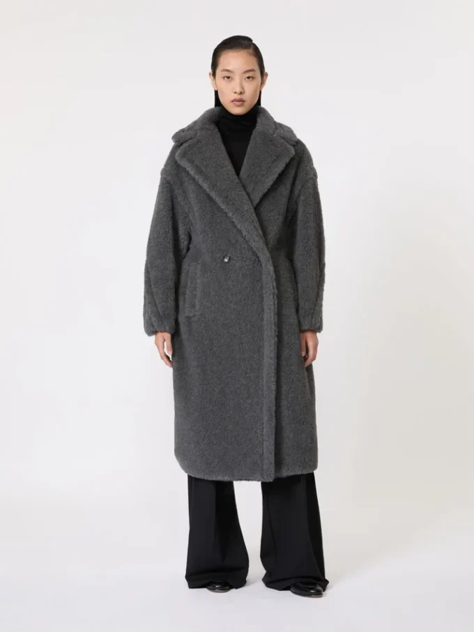 Iconico Teddy Bear Icon Coat in lana e alpaca, grigio medio