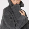 Iconico Teddy Bear Icon Coat in lana e alpaca, grigio medio