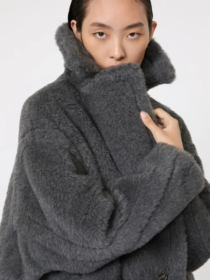 Iconico Teddy Bear Icon Coat in lana e alpaca, grigio medio