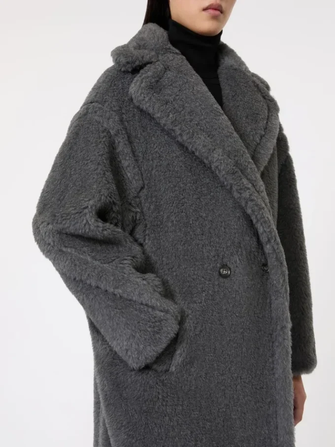 Iconico Teddy Bear Icon Coat in lana e alpaca, grigio medio
