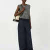 Jeans a gamba larga in denim di cotone, blu navy