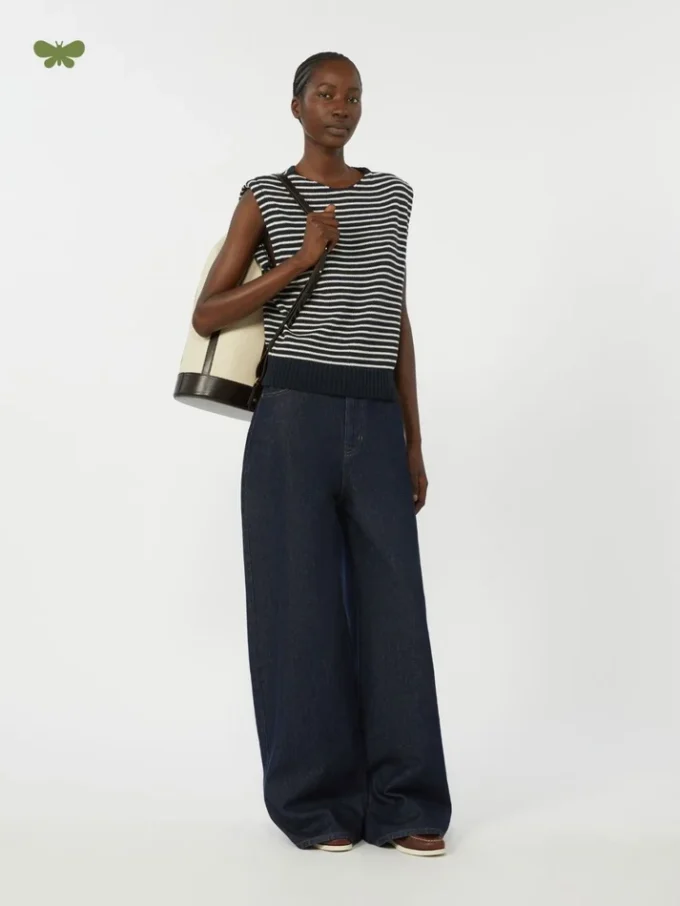 Jeans a gamba larga in denim di cotone, blu navy