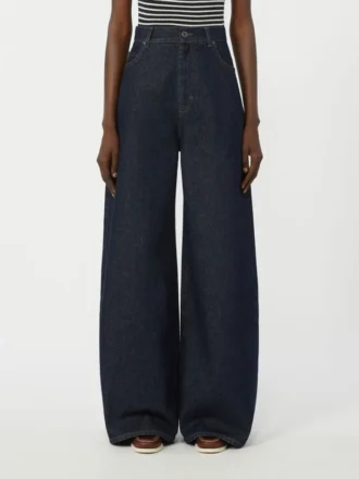 Jeans a gamba larga in denim di cotone, blu navy