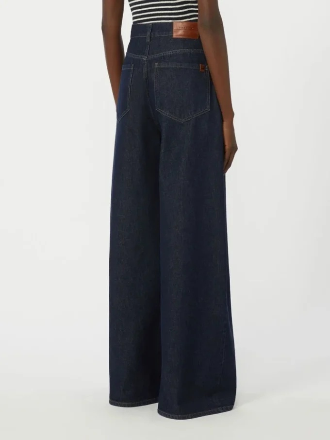 Jeans a gamba larga in denim di cotone, blu navy