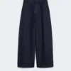 Jeans a gamba larga in denim di cotone, blu navy