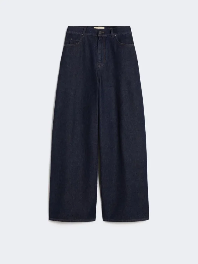 Jeans a gamba larga in denim di cotone, blu navy
