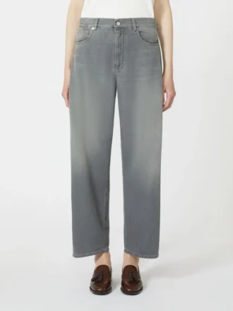 Jeans in denim a gamba a botte, grigio medio
