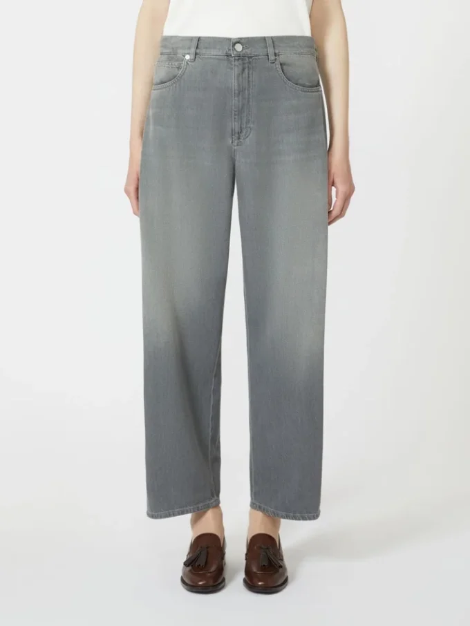 Jeans in denim a gamba a botte, grigio medio Jeans in denim a gamba a botte, grigio medio