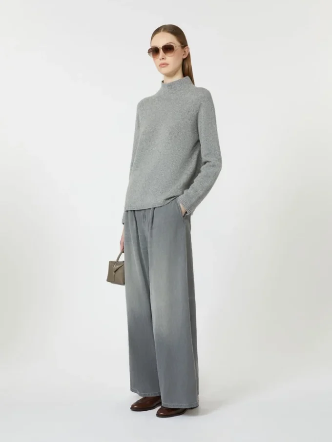 Maglione a collo alto in filato di lana e cashmere, grigio medio