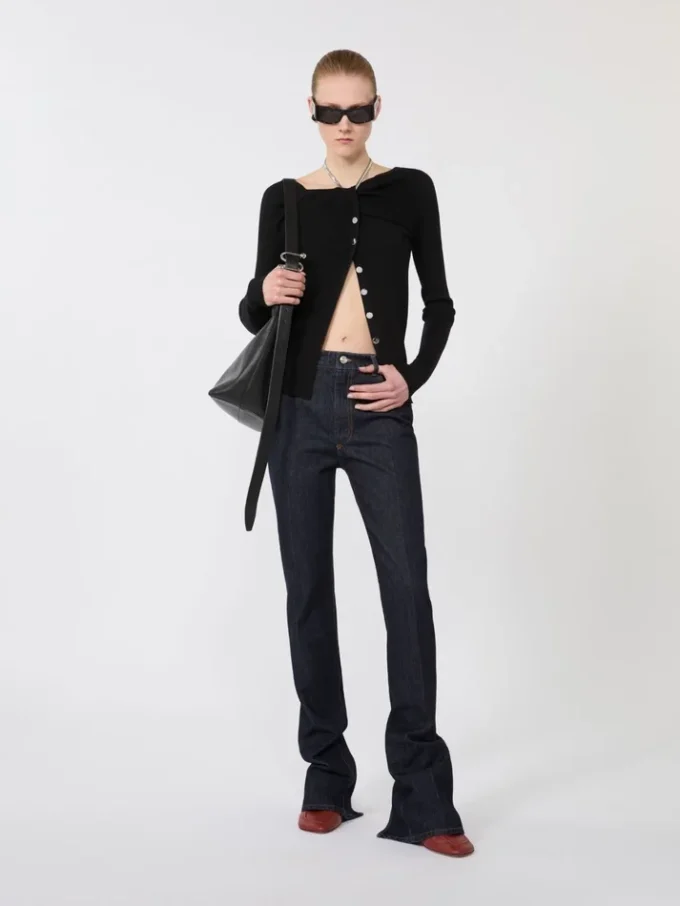 Cardigan in lana con catena, nero Cardigan in lana con catena, nero